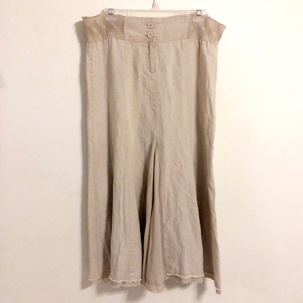 CAbi Cream Tan Linen Long Maxi Skirt